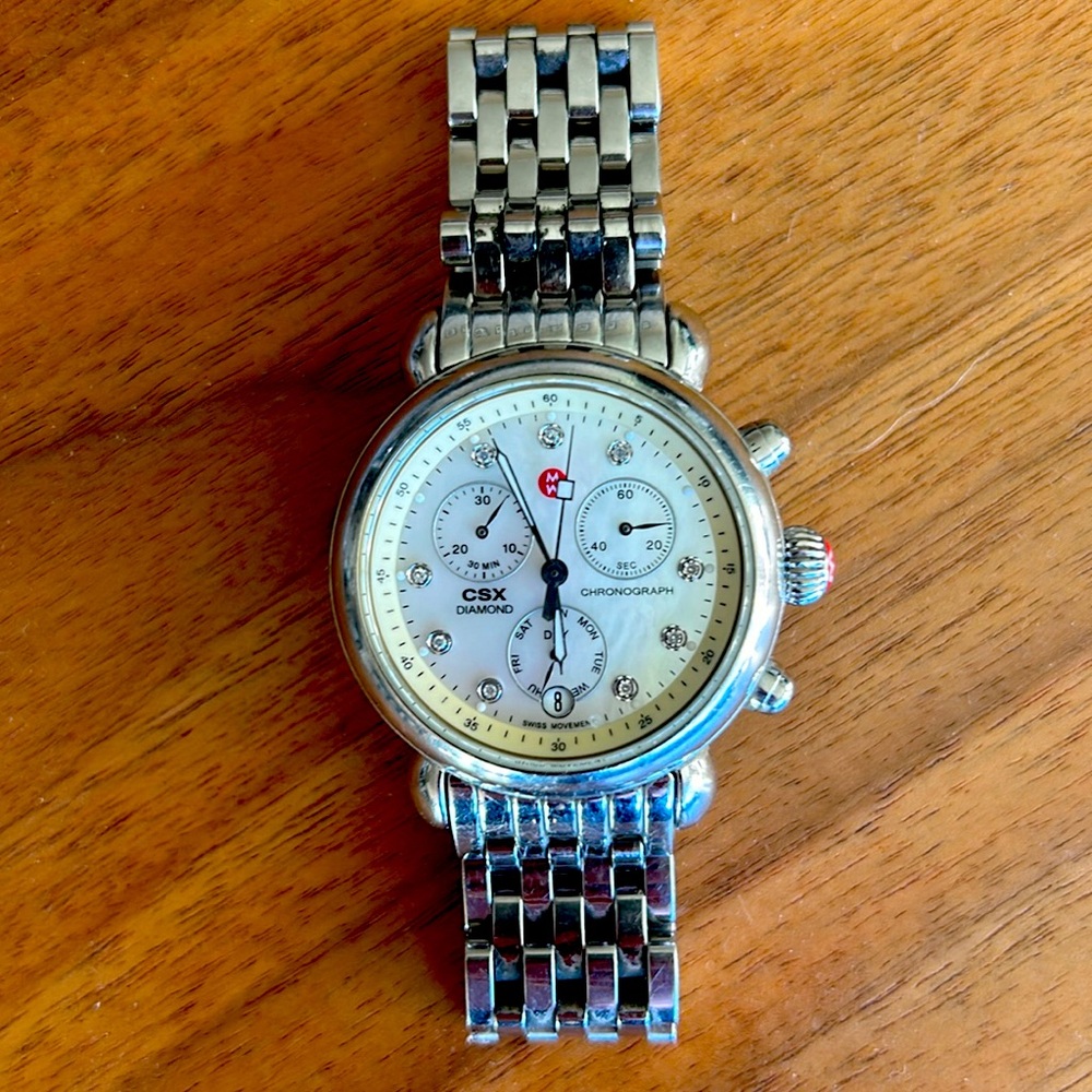 Michele Signature CSX-36 Diamond & Pearl White Dial Ladies Watch.